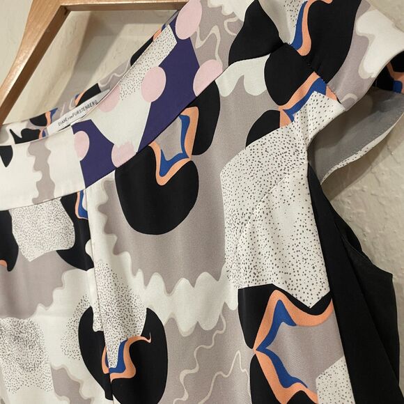 ~ Vtg 6 Diane Von Furstenberg Silk Dress Asami Print Graphic Abstract DVF Multi - Picture 15 of 16